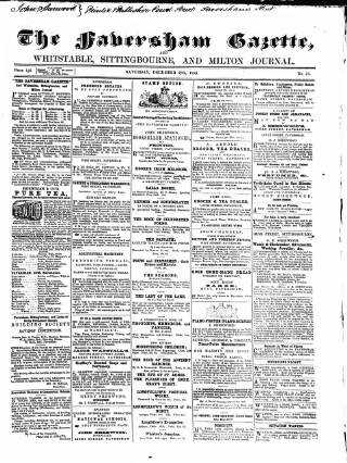 cover page of Faversham Gazette published on December 27, 1856