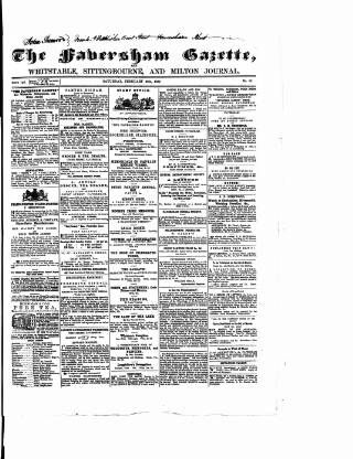 cover page of Faversham Gazette published on February 28, 1857