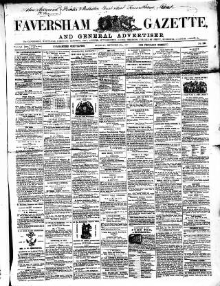 cover page of Faversham Gazette, and Whitstable, Sittingbourne, & Milton Journal published on September 12, 1857