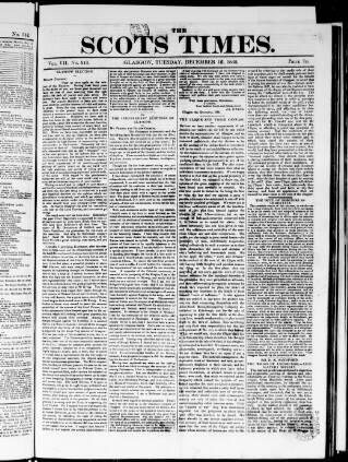 cover page of Scots Times published on December 18, 1832