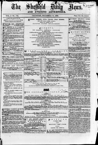 cover page of Sheffield Daily News published on December 30, 1858
