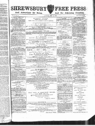 cover page of Shrewsbury Free Press, and Advertiser for Salop published on July 21, 1866
