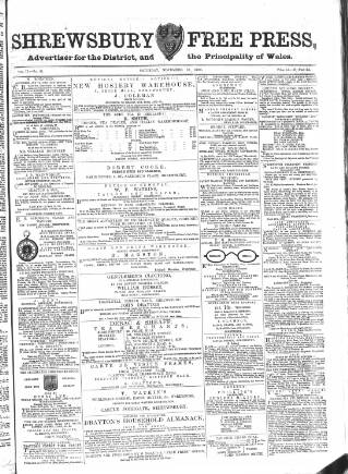 cover page of Shrewsbury Free Press published on November 10, 1866