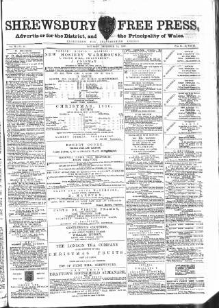 cover page of Shrewsbury Free Press published on December 15, 1866