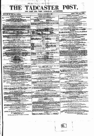 cover page of Tadcaster Post and General Advertiser for Grimstone published on December 30, 1869