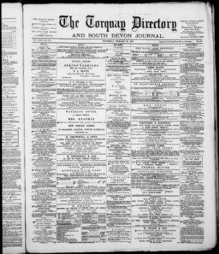 cover page of Torquay Directory and South Devon Journal published on February 28, 1877
