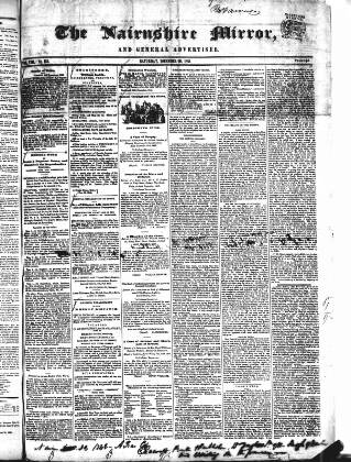 cover page of Nairnshire Mirror published on December 30, 1848