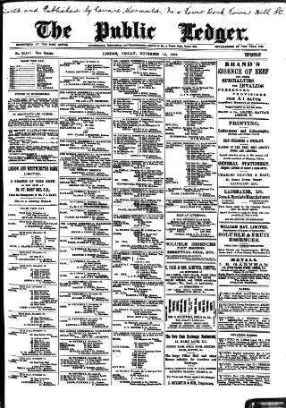 cover page of Public Ledger and Daily Advertiser published on November 15, 1901