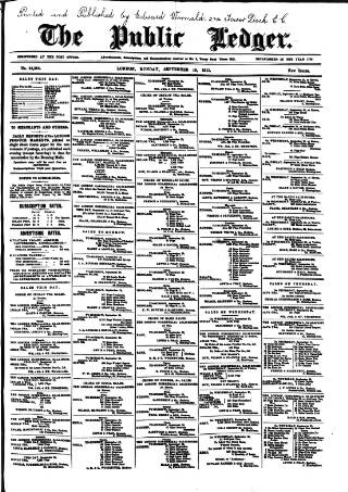cover page of Public Ledger and Daily Advertiser published on September 18, 1911