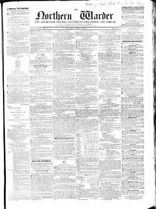 cover page of Northern Warder published on July 6, 1854