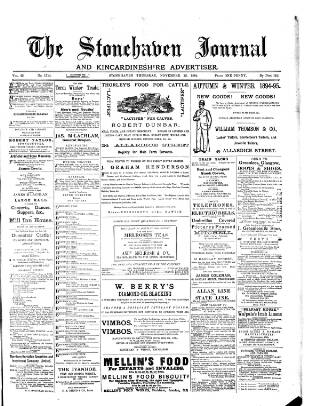 cover page of Stonehaven Journal published on November 15, 1894