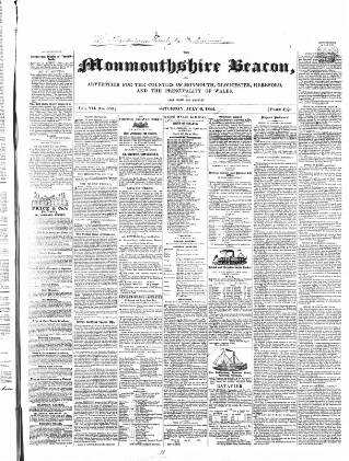 cover page of Monmouthshire Beacon published on July 6, 1844