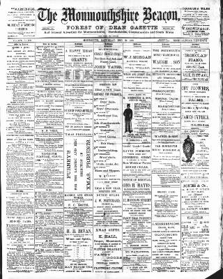 cover page of Monmouthshire Beacon published on December 30, 1893