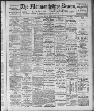 cover page of Monmouthshire Beacon published on February 28, 1908