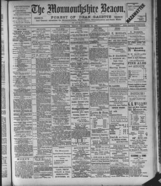 cover page of Monmouthshire Beacon published on September 18, 1908