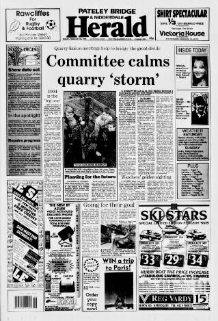 cover page of Pateley Bridge & Nidderdale Herald published on February 28, 1992