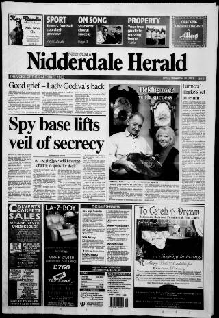 cover page of Pateley Bridge & Nidderdale Herald published on November 30, 2001