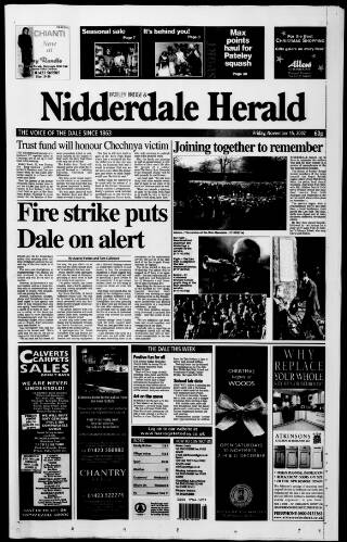 cover page of Pateley Bridge & Nidderdale Herald published on November 15, 2002