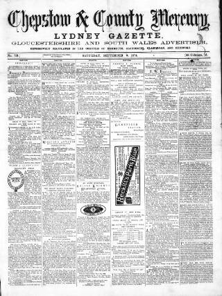 cover page of Chepstow & County Mercury published on September 5, 1874