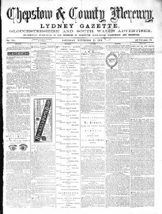 cover page of Chepstow & County Mercury published on November 21, 1874