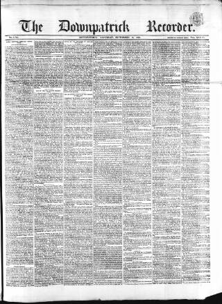 cover page of Downpatrick Recorder published on September 18, 1869