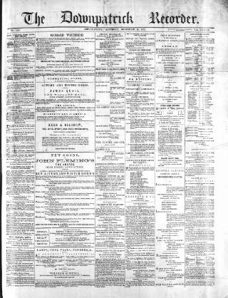 cover page of Downpatrick Recorder published on November 15, 1873