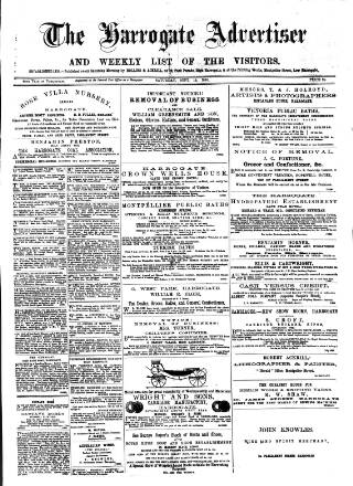 cover page of Harrogate Advertiser and Weekly List of the Visitors published on September 18, 1880