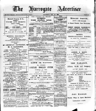 cover page of Harrogate Advertiser and Weekly List of the Visitors published on November 30, 1889