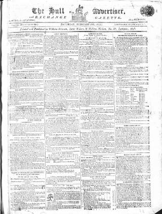 cover page of Hull Advertiser published on February 28, 1807