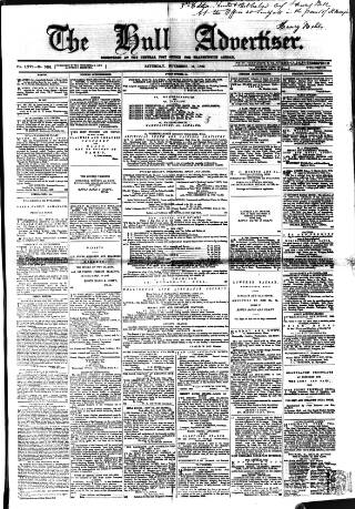 cover page of Hull Advertiser published on November 15, 1862