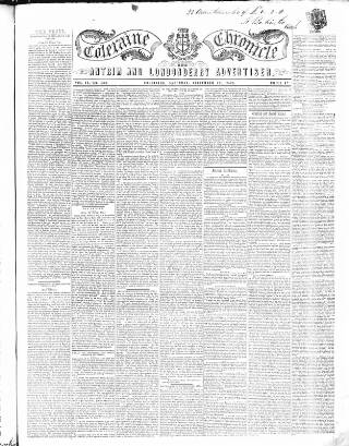 cover page of Coleraine Chronicle published on September 18, 1852