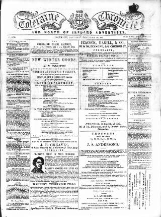 cover page of Coleraine Chronicle published on December 30, 1871