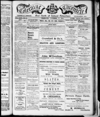 cover page of Coleraine Chronicle published on November 30, 1912