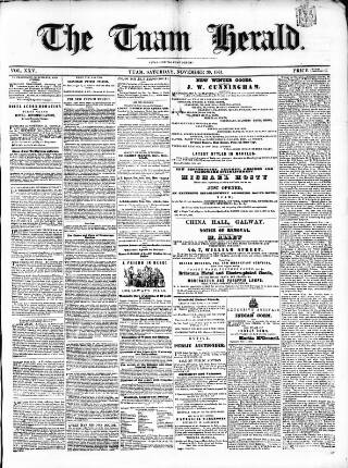cover page of Tuam Herald published on November 30, 1861