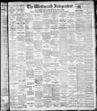 cover page of Westmeath Independent published on September 18, 1909