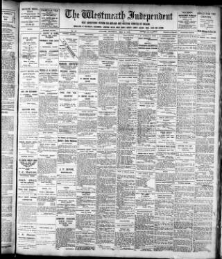 cover page of Westmeath Independent published on July 6, 1912