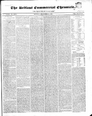 cover page of Belfast Commercial Chronicle published on December 30, 1839