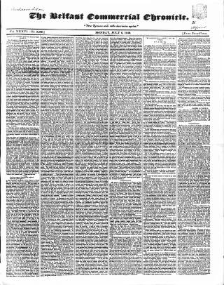 cover page of Belfast Commercial Chronicle published on July 6, 1840