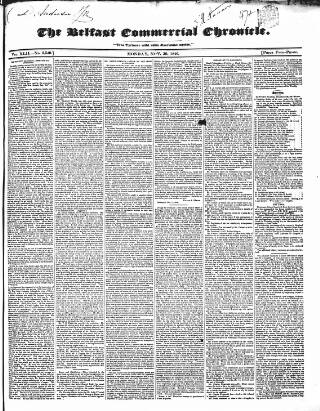 cover page of Belfast Commercial Chronicle published on November 30, 1846