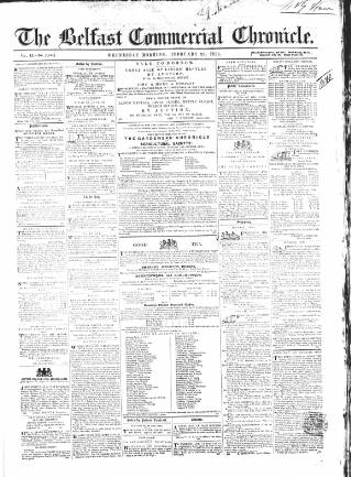 cover page of Belfast Commercial Chronicle published on February 28, 1855
