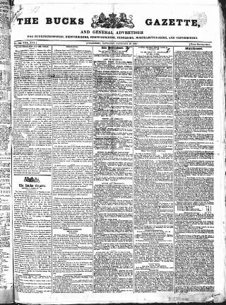cover page of Bucks Gazette published on February 28, 1829