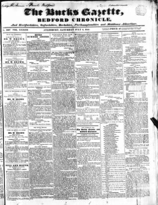 cover page of Bucks Gazette published on July 6, 1844