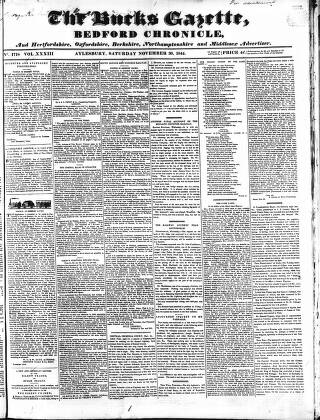 cover page of Bucks Gazette published on November 30, 1844