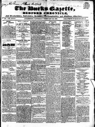 cover page of Bucks Gazette published on February 28, 1846