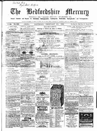 cover page of Bedfordshire Mercury published on February 28, 1863