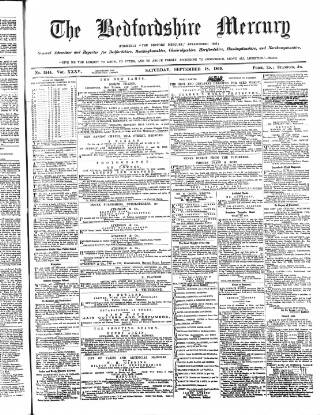 cover page of Bedfordshire Mercury published on September 18, 1869
