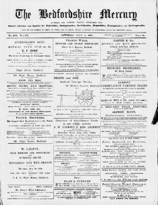 cover page of Bedfordshire Mercury published on July 6, 1889