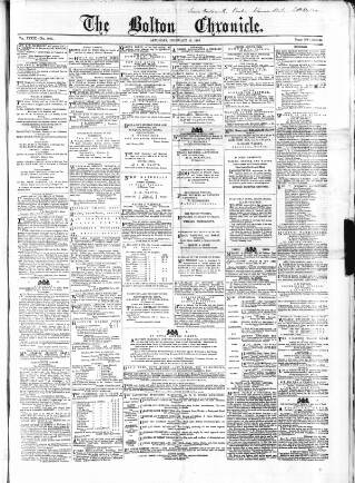 cover page of Bolton Chronicle published on February 28, 1863
