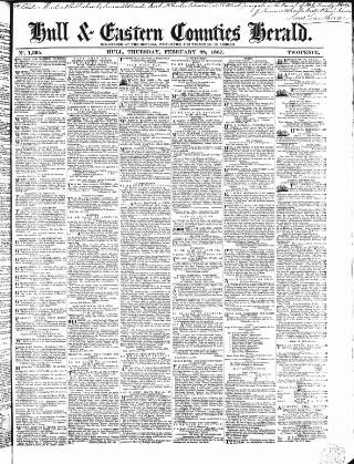 cover page of Hull and Eastern Counties Herald published on February 28, 1867