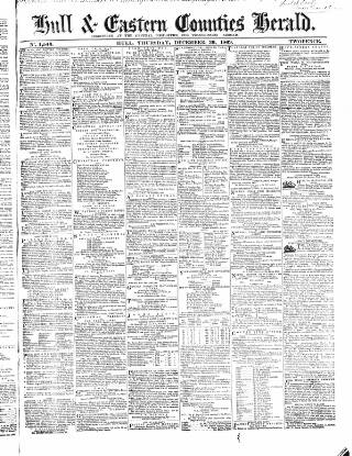 cover page of Hull and Eastern Counties Herald published on December 30, 1869